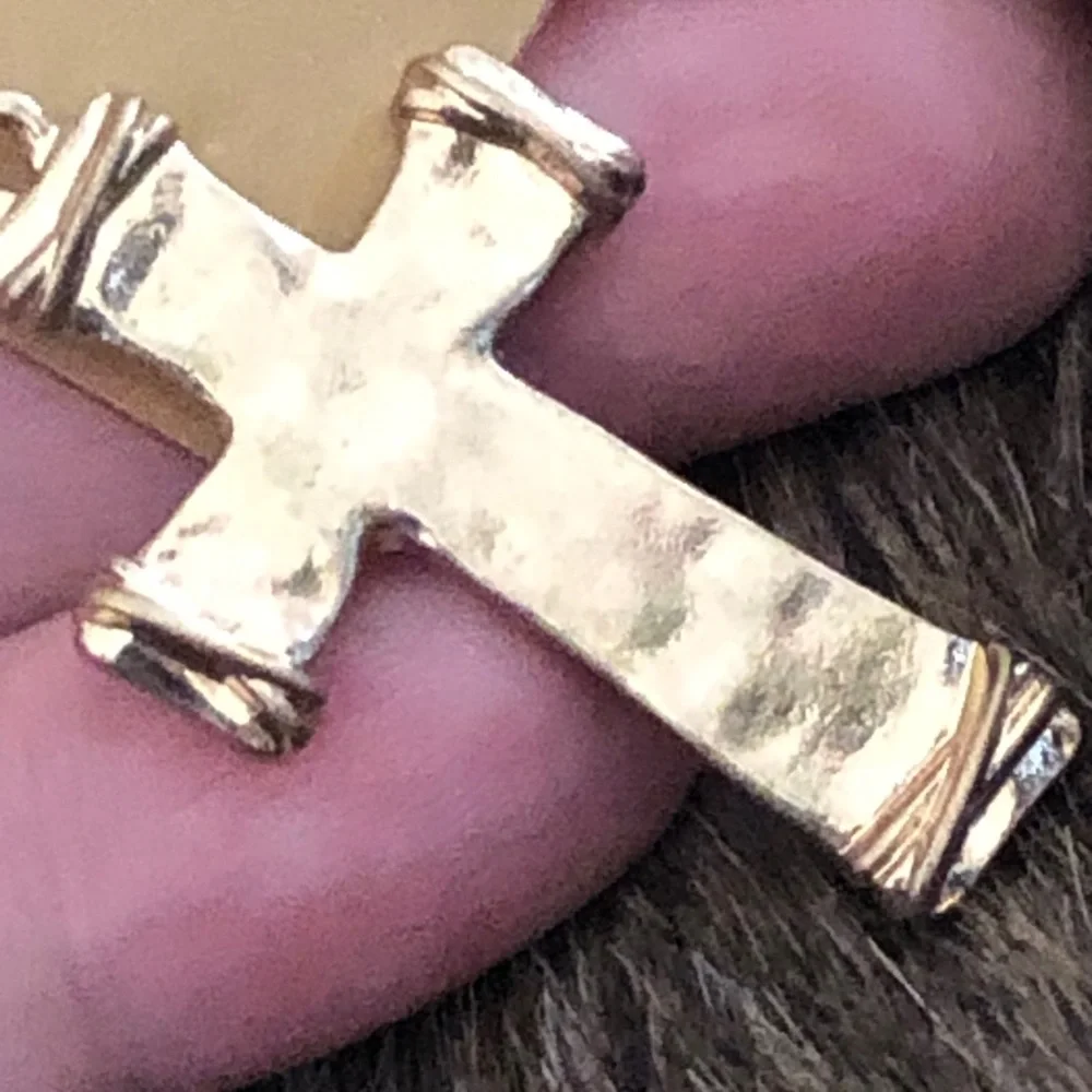 Vintage repurpose gold tone cross earrings